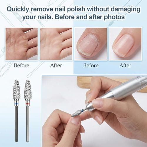 2 PCS 3/32" Carbide Nail Drill Bits Set, Professional Mini Mandrel Bit for Nails Drills Gel Removal Bit Nail Tech for Gel Polishing Cuticle Care and Nails Shaping thumbnail 4