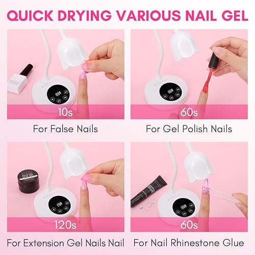 Makartt UV Nail Lamp - Luminoza 10W Mini Cordless UV Light for Gel Nails, Rechargeable LED Auto Curing Lampe UV with 4 Timers, Goosenecks UV Lamp for Nail Salon Home DIY Manicure thumbnail 8