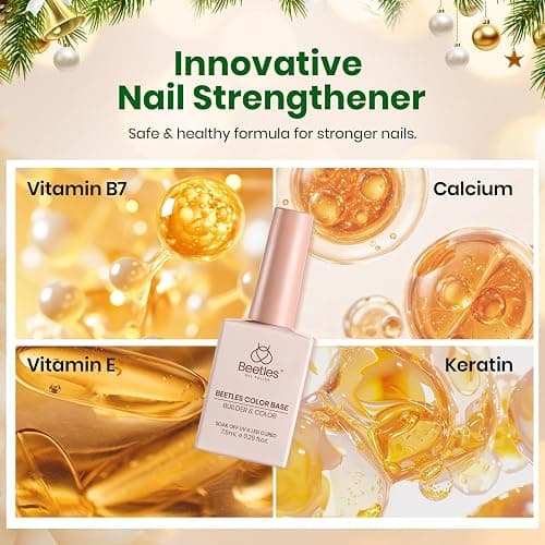 Beetles Rubber Base Gel Nail Polish - Christmas Limited, 6 Colors Nude Gel Polish Pink Peach Neutral Sheer Base Colors for French Nail Tips Flexible U V LED Soak Off DIY Home Manicure Winter Gifts thumbnail 2
