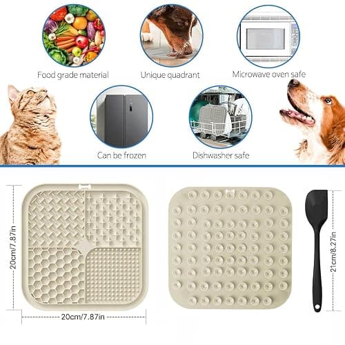 Zonopy Licking Mat for Dogs & Cats with Suction Cups, 1 Pack Square Dog Slow Feeder Lick Pat for Anxiety Relief and Boredom, Dog Toys to Keep Them Busy, Pets Grooming Training Bathing Mat thumbnail 2