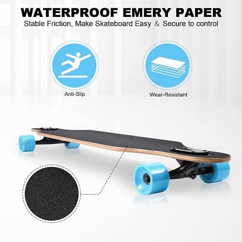TLHB Longboard Skateboard, 41 Inch Drop Through Longboard Complete 9-Ply Nature Maple Premium Cruiser Long Board for Adults, Teens and Kids - High-Speed Bearings & T-Tool thumbnail 3