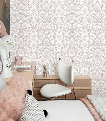 YXTII 17.3"×78.7" Pink Peel and Stick Wallpaper, Floral Wallpaper for Bedroom Bathroom Self Adhesive Removable thumbnail 6