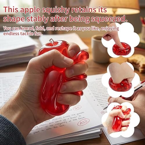 Coconut Oil Apple Squishy, Back to School Teacher Gifts for Stress Relief | Shapeable No Rebound Red Apple Squishy, Apple Squishy, Back To School Gifts, Teacher Appreciation Gifts,Unique Thank You Gift thumbnail 4