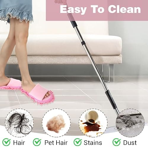 Meyeyaia 4 Pair Washable Mop Shoes,Removable Microfiber Cleaning Slippers,Mopping Slippers for Women and Men Home Office Floor Dust and Dirt Cleaning (Beige Gray Pink Black) thumbnail 2