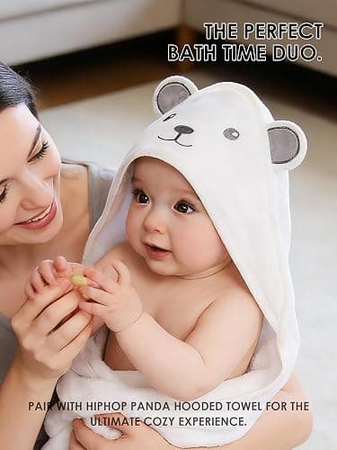 HIPHOP PANDA Baby Washcloths, Rayon Made from Bamboo - 2 Layer Ultra Soft Absorbent Newborn Bath Face Towel - Reusable Baby Wipes for Delicate Skin - White, 6 Pack thumbnail 8