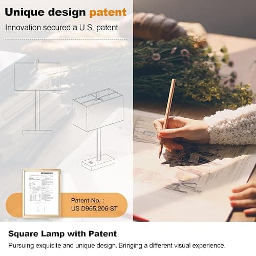 21" Touch Bedside lamps with 2 USB & AC Outlets, 3-Way Dimmable Bedside Table Lamps Set of 2 for Bedroom Living Room Office Reading, Gray Shade Lamps for Night Stands, 5000K LED Bulbs Included thumbnail 7
