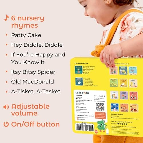 Cali's Books Patty Cake Nursery Rhymes - Interactive Books for 1 Year Old, Sound Book for Toddlers 1-3, Perfect 1 Year Old Girl, Musical Book for Toddlers, 6 Favorite Songs thumbnail 5