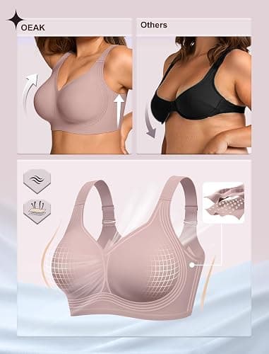 OEAK Womens Wireless Jelly Bra Plus Size Supportive Seamless Bras Full Coverage Push Up Comfortable No Underwire Tshirt Bras thumbnail 4