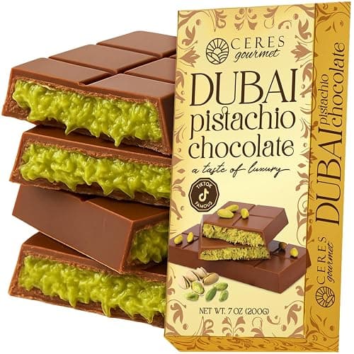 Dubai Crispy Knafeh Chocolate Pistachio Bar 7oz | Famous Dubai Kunafa Pistachio Chocolate Bar | Crispy Kunafe with Pistachio Paste | Gourmet Dessert Gift thumbnail 9