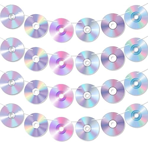 Zliisang 4pcs 90s CD Hanging Garlands Retro 2000s CD Music Party Banner Y2K Disco Birthday Baby Shower Party Supplies Decorations Room Wall Decor - Image 1