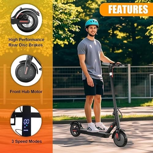 Electric Scooter Adults, Foldable 8.5" Tires E Scooter for Adults, 19 Mph, 350W Motor Fast Cooter, Kick Scooters Max 21 Miles Long Range for Commuting, Heavy Duty E-Scooter with Dual Braking System thumbnail 6