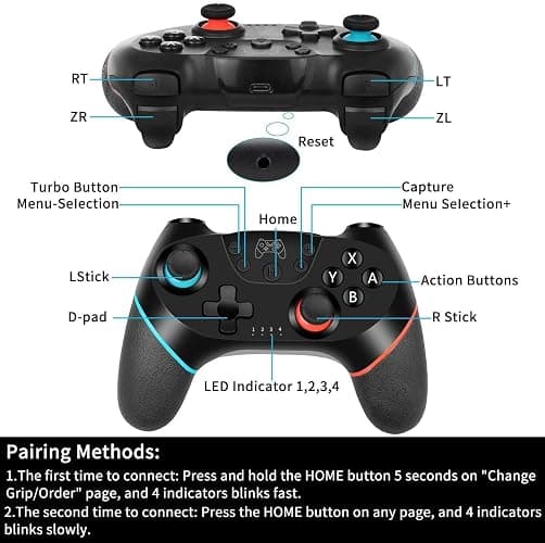 Diswoe Upgraded Wireless Controller for Switch/Lite/OLED/Switch 2 Pro Controller for Switch Remote Joystick Gamepad Supports Wake up, Gyro Axis, Turbo, Dual Vibration and Screenshot Function thumbnail 2