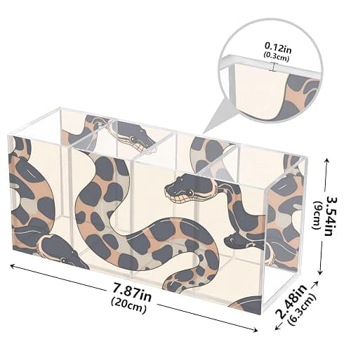 voucong Ball Python Minimalist Acrylic Pencil Holders 4 Compartments Transparent Plastic Crayon Organizer for SchoolStorage thumbnail 3