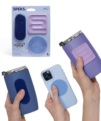 Speks Slabs Silicone Sensory Stickers | Calming Strips & Fidget Stickers for Desk | Anxiety & Focus Tool for Teens and Adults | Blue 3-Pack - Image 1