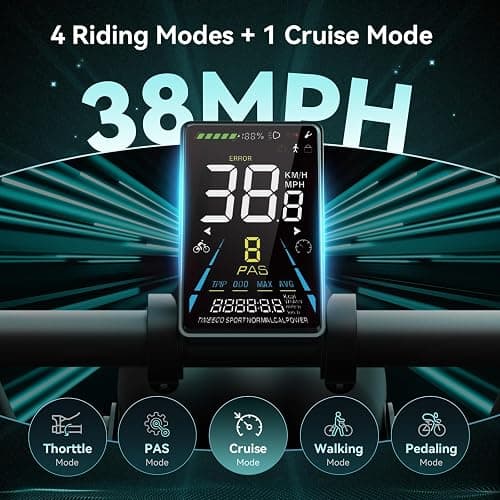 Jasion RetroVolt&Pro Electric Bike for Adults, 2000W/3000W Peak - 30/38MPH Electric Dirt Bike, 48V-52V, 13AH/20AH Battery, 70/90Miles Max Range Electric Motorcycle, 20'' X 4'' Fat Tire All-Terrain thumbnail 4