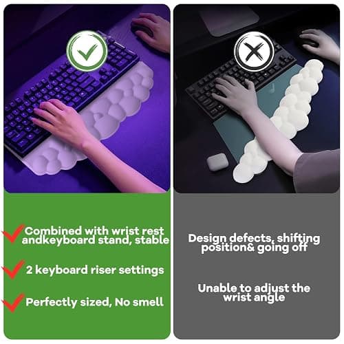 Ergonomic Wrist Rest for Keyboard and Mouse, Soft Memory Foam Cloud Keyboard Stand Pad with Wrist Rest Set with Non-Slip Silicone Base, Easy Typing, Pain Relief, Comfort for Office, Work, Gaming thumbnail 6