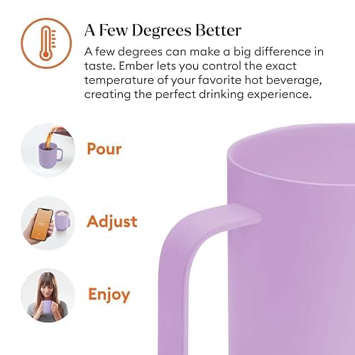 Ember Temperature Control 14oz Smart Mug 2, App-Controlled and Rechargeable Heated Coffee Cup Warmer with Intelligent LED Display, Lavender. thumbnail 6