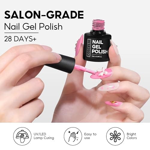 COSCELIA 25PCS Gel Nail Polish Set Spring Summer Colors Gel Nail Polish Soak Off with Glossy Matte Silver Golden Glitter Top Coat Red Brown Black White Green DIY Gifts for Women Girls thumbnail 5