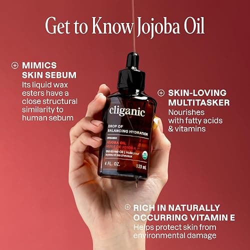Cliganic Organic Jojoba Oil, 100% Pure (4oz) | Moisturizing for Face, Hair, Skin & Nails | Natural Cold Pressed Hexane Free | Base Carrier Oil thumbnail 4