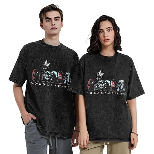 Solo Leveling Retro Dropped Shoulder Street Casual Loose Washed Short-Sleeved T-Shirt thumbnail 8