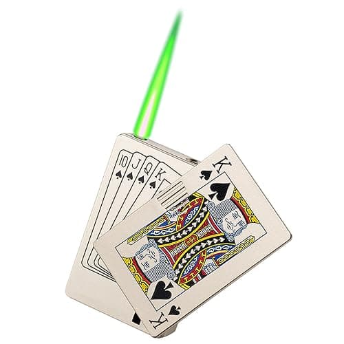 Jet Torch Lighter With Green Flame - Ace of Spades Cool Windproof Poker Design, Refillable Butane - Gift for Men/Women - King