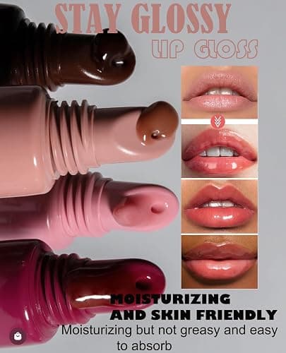 Tinted Peptide Lip Balm,4Pcs Hydrating Lipgloss Moisturizer Nude Pink Rose Red Liptint, Plumping Jelly Lip Treatment Balm Non-Stick Lips Glow Oil Mother's Lips Care Makeup Gift-01+02+03+08 thumbnail 3