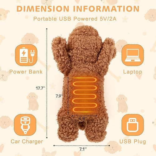 Poodle Plush Heating Pad for Period Cramps, Cute Heated Dog Stuffed Animals | Portable Electric USB Heated Pads, Heated Stuffed Animals for Teen Girls Women, Girl Gift ideas for Birthday Christmas Easter thumbnail 2