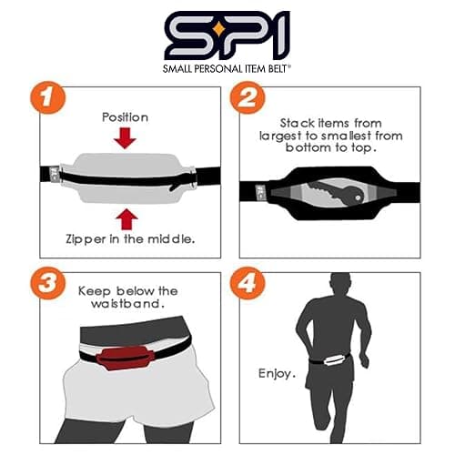 SPIbelt Running Belt Original for Women Men, Phone Holder for Running, Running Fanny Pack, Holder for Phone, Running Waist Pack, Adjustable Waist, [Fits All Phones]. Black with Hot Pink Zipper thumbnail 5