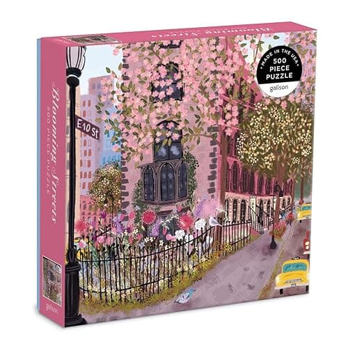 Blooming Streets 500 Piece Puzzle from Galison - Beautifully Illustrated Jigsaw Puzzle of a Local NYC Street, Fun & Challenging, Unique Gift Idea - Image 1