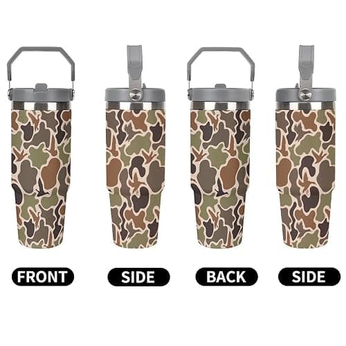 GemGam Stainless Steel Tumbler with Lid And Straw 30 Oz Top Handle Duck Hunter Camouflage Leakproof Vacuum Insulated Water Bottle for Car Travel thumbnail 6
