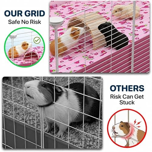 TINY ROYALS 32 Panels 2x4 Pink C&C Cage for Guinea Pigs with Stand 56x28 in Space-Saving 5mm Waterproof coroplast Washable Fleece Liner and 4 Storage Boxes Small Animal Playpen Bunny Cage Hedgehog thumbnail 7