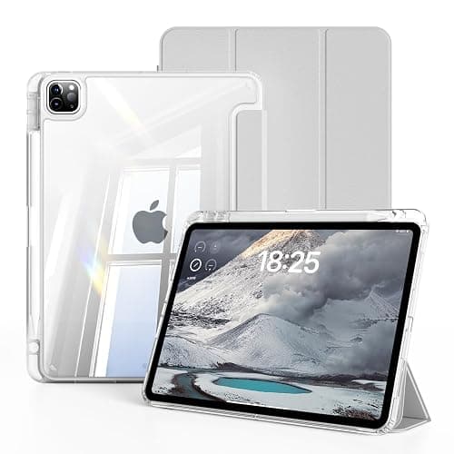 ZOYU Case for iPad Air 13 Inch Case M4/M3/M2 (2026/2025/2024), Pro 12.9 Inch (6th/5th Gen, 2022/2021) with Pencil Holder, Clear Transparent Back Cover, Support Auto Wake/Sleep &Touch ID, Light Grey - Image 1