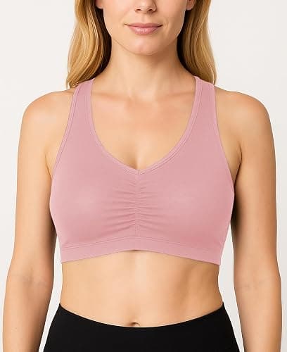 Sexy Basics Women's Cotton Spandex Racer Back Bra | 4 Way Stretch Pullover Workout Sport Bras (Multi-Pack) thumbnail 2