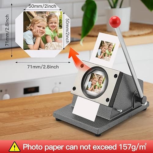 2x2inch Square Fridge Magnets Badge Maker Machine DIY Photo Refrigerator Sticker Magnet Press Machine+Paper Cutter+100pcs Materials thumbnail 5