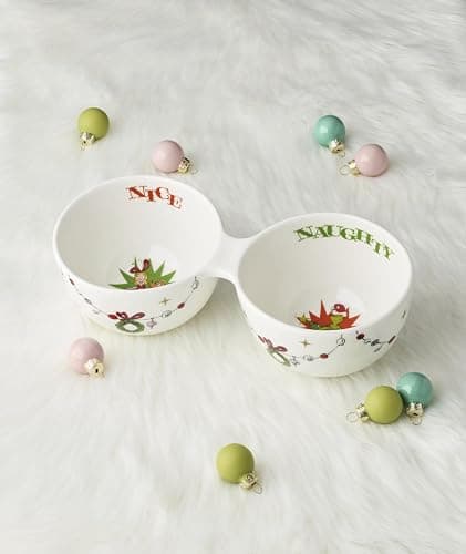 Lenox 898095 Merry Grinchmas Naughty or Nice Double Dip Bowl, Christmas Dish, Festive Holiday Serveware thumbnail 2