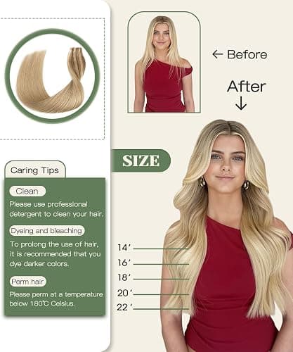 SURNEL Injected Tape in Hair Extensions Golden Brown to Caramel Blonde Seamless Tape in Real Human Hair Invisible Extensions 16Inch 20pcs/pack 35g(#102727,16) thumbnail 7