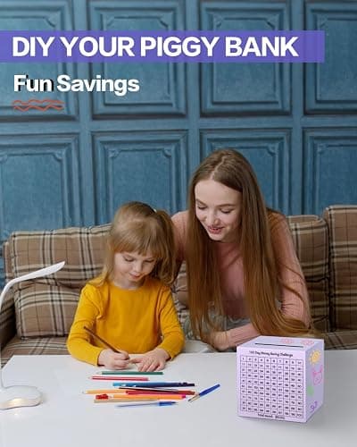 Money Saving Box, Unbreakable Piggy Bank for Adults Save $5,050 Metal Savings Box, 100 Day Money Saving Challenge Stainless Steel Box Must Break to Open 4.72 Inch (Purple) thumbnail 6