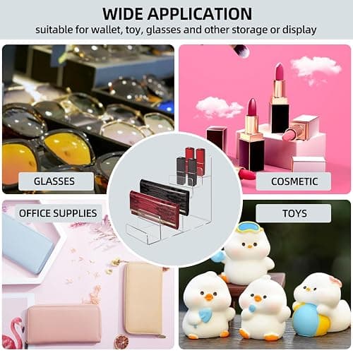 WEIHAOSKY Acrylic Wallet Display Stand Purse Handbag Organizer, Clear Jewelry Riser Display Stand Purse Display Rack, Acrylic Display Shelf for Cosmetic Perfume Jewelry Sunglasses Handbag (4 Tier) thumbnail 7