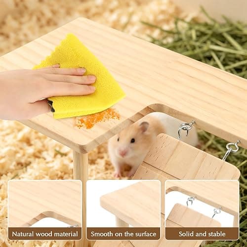 Wooden Hamster Platform for Cage | Durable Climbing Perch Chew Toy for Hamsters Gerbils Mice Degus thumbnail 5