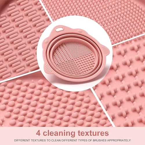Foldable Silicone Makeup Brush Cleaner Bowl - Etercycle Portable Cleaning Tool for Brushes, Powder Puffs, and Sponges (Pink) thumbnail 3