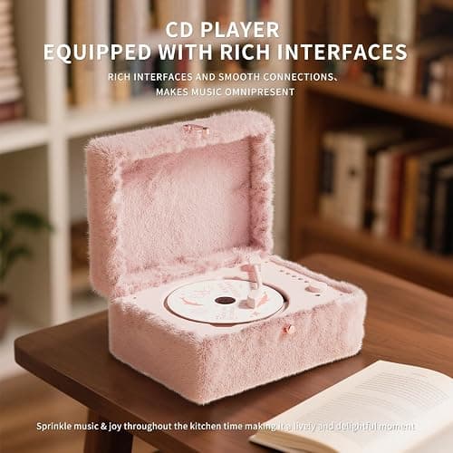 Plush Fuzzy Pink CD Player with Bluetooth, Remote Control thumbnail 4