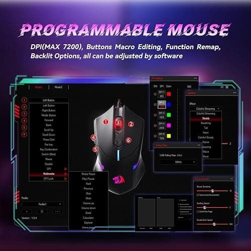 Redragon Updated Programmable Gaming Keyboard and Mouse, RGB Backlit Keyboard Mouse with Software, Independent Macro Record Keys, Value Combo Set, White - S101-3 PRO thumbnail 5