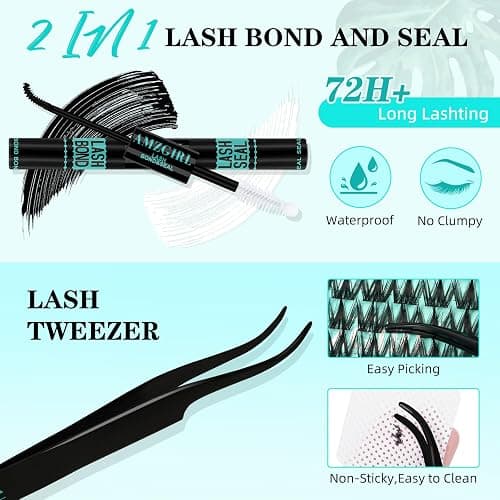 Lash Clusters Kit 140pcs Manga Lash Extension Kit Anime Cluster Lashes Natural Look with Waterproof Lash Bond and Seal, Lash Tweezer with Wet Look Ultra-Thin Band Anime Lashes(Puppy-Kit,C-10-18mm) thumbnail 4