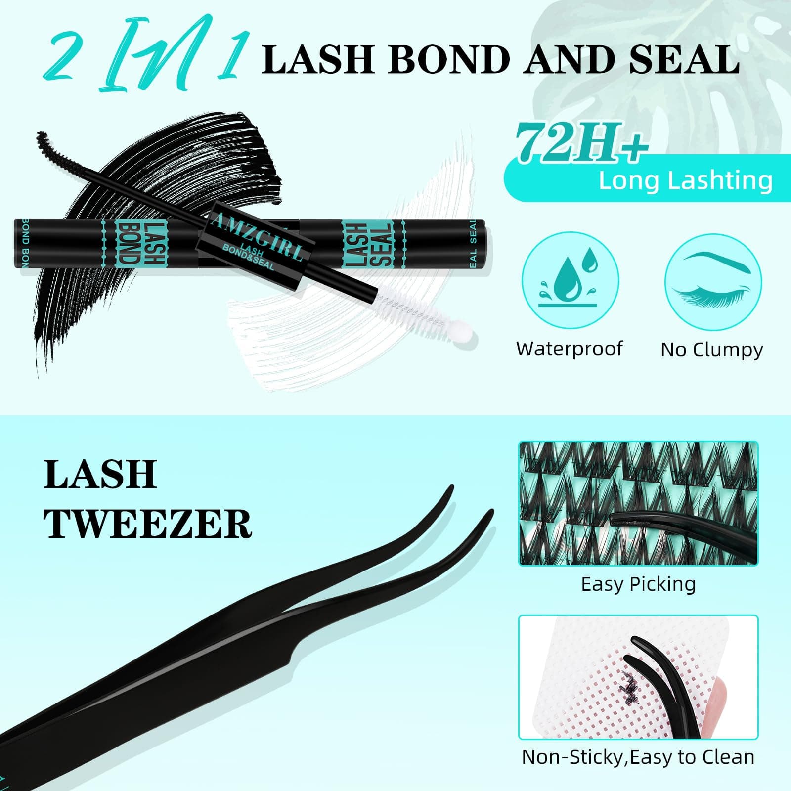 Lash Clusters Kit 140pcs Lash Extension Kit Manga Cluster Lashes Natural Look with Bond and Seal Waterproof,Tweezer with Wet Look Ultra-Thin Band Lashes(Puppy,C-10-18mm) thumbnail 4