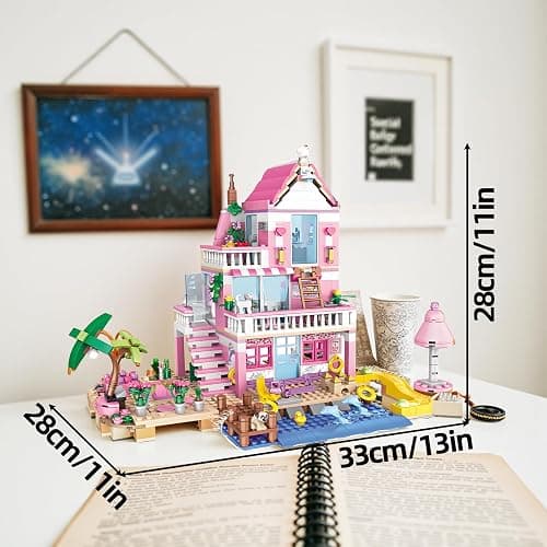 CSNRHG Pink Seaside Beach Villa Friends Building Set Friends Construction Educational Toy 822 Pieces Gifts for Girls Teens Kids Adults Ages 6+ thumbnail 3