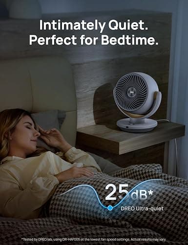 DREO Fan for Bedroom, Desk Air Circulator Fans with Remote, 11 Inch Table Fan for Whole Room, 65ft Powerful Airflow, 120° Vertical Manual and 90° Oscillating, 4 Speeds, 8H Timer, 25dB Quiet, Home thumbnail 5