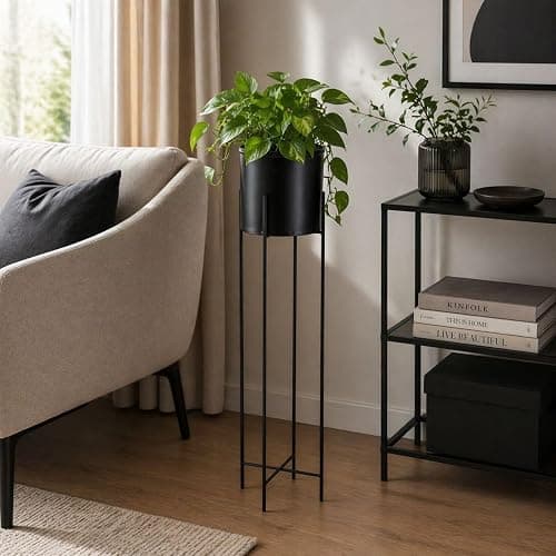 HowHomely Portavaso decorativo in metallo, 95 cm, colore: nero thumbnail 4