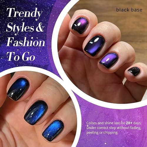 BORN PRETTY Heaven Purple Cat Magnetic Eye Gel Polish Chameleon Gel Polish | Holorgraphic Cat Magnetic Eye Gel Polish Glitter Gel Polish Soak Off Nail Art Salon Home Gift for Women Girl thumbnail 4