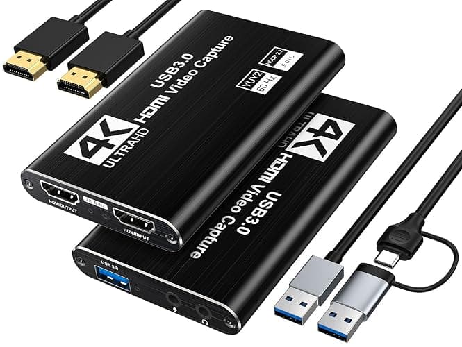 XIIXMASK Video Capture Card, USB 3.0 Capture Card 4K HDMI Loop-Out, 1080P 60FPS/2K 30FPS Video Game Capture for Works for PS5/Camera/PC - Image 1