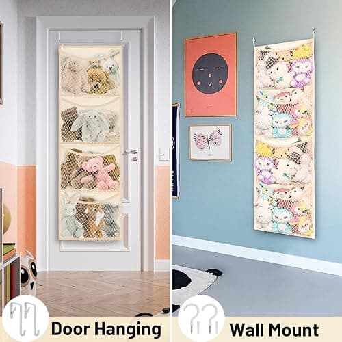 Over The Door Stuffed Animal Storage, Cotton Toy Organizer for Storage Plush Toys,Baby Supplies, Stuffed Animal Holder with 4 Large Pockets, Hanging Door Organizer for Nursery, Bedroom, Kids Room thumbnail 3